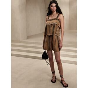 Banana Republic Mia Striped Linen Crop Top & Shorts Set - Size Sm/4